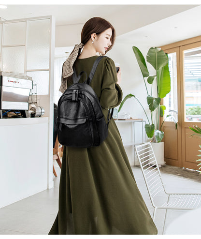 Versatile Soft Leather Bag Simple Fashion Backpack