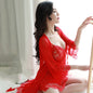 Sexy Lingerie Female Small  Perspective Sexy Lace Sling Passionate Clothing Small Breasts Large Size Three-piece Nightdress