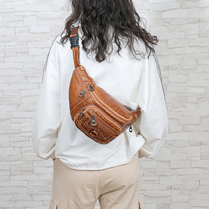 Fashion Rivets Women Belt Waist Bag Designer Fanny Pack Soft Simple Female Phone Pockets Bags Branded Chest Bag Sac