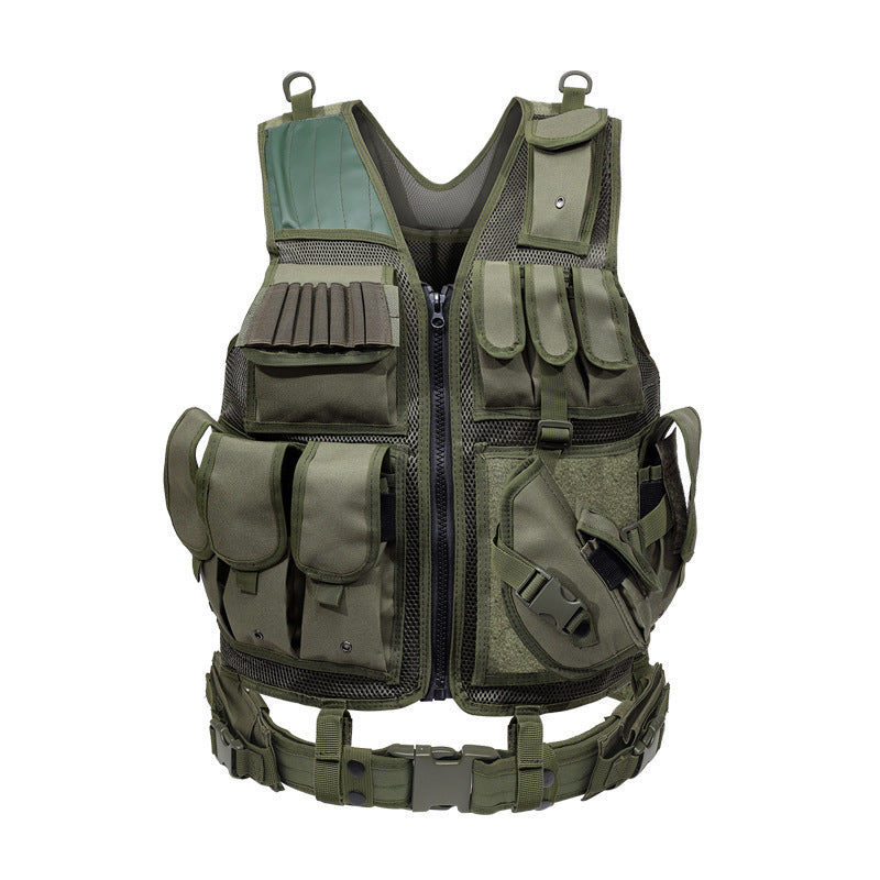 Equipped with tactical vest