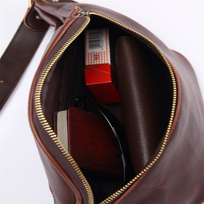 Retro Men's Waist Bag Crazy Horse Crossbody Bag