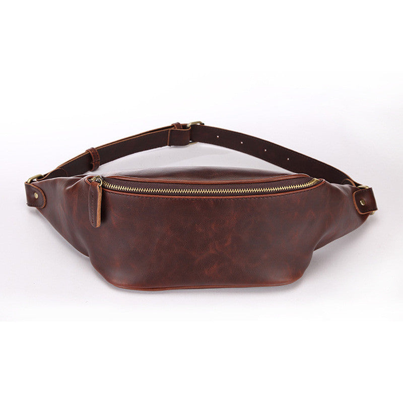 Retro Men's Waist Bag Crazy Horse Crossbody Bag