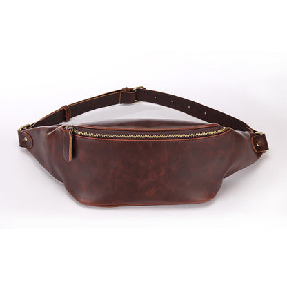 Retro Men's Waist Bag Crazy Horse Crossbody Bag