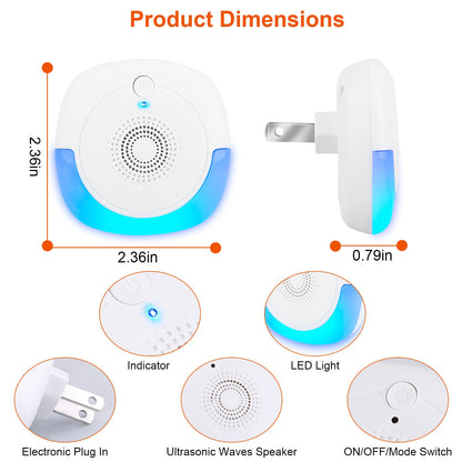 6 Pack Ultrasonic Pest Repellers Plug-In Indoor Pest Control Mouse Repellent Chaser Deterrent For Home Kitchen Office Warehouse Hotel