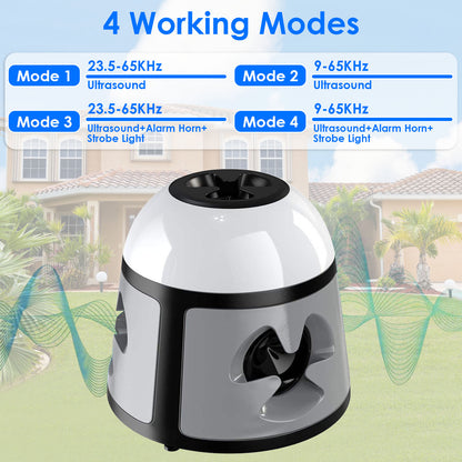 1Pc 360 Degree Ultrasonic Mice Repellent Indoor Rodent Repeller Rat Squirrel Rodent Control Device With 4 Modes 9 Strobe Lights Alarm Horn For Kitchen Warehouse