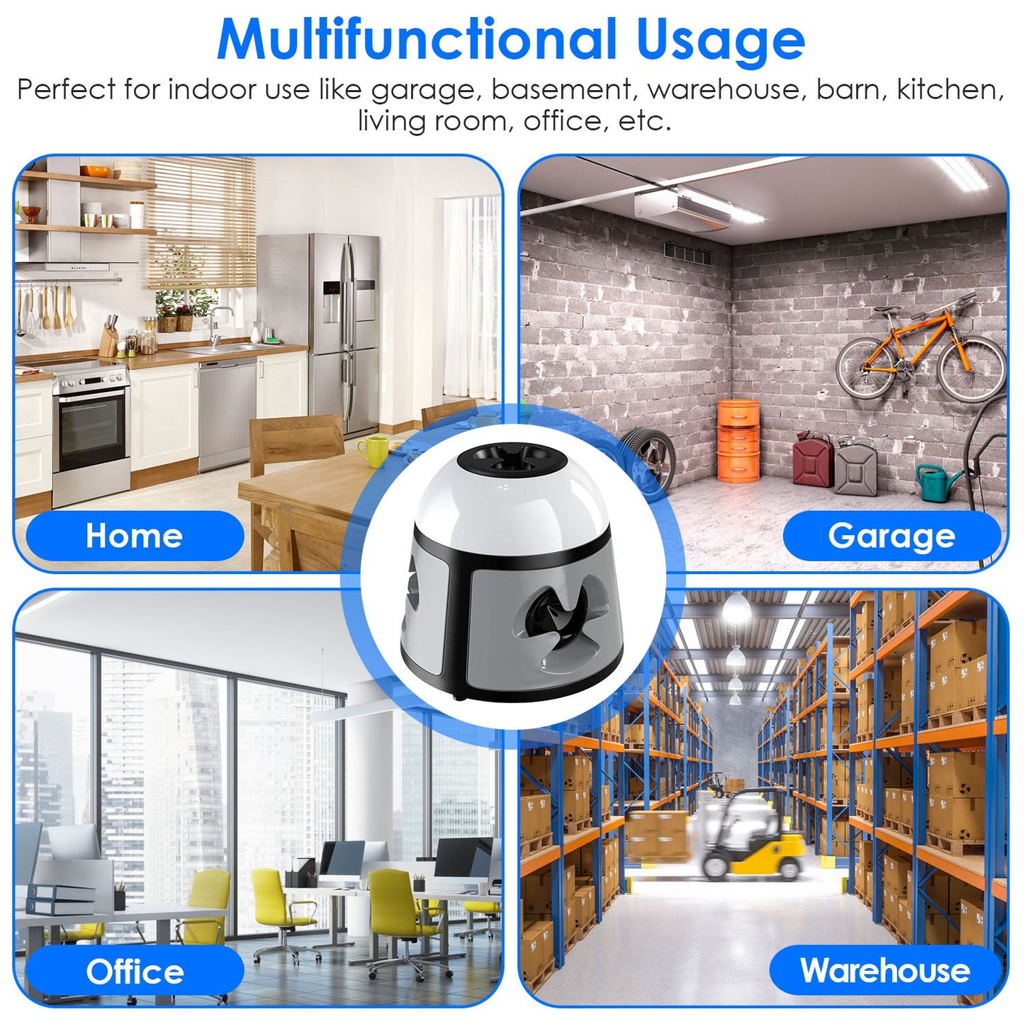 1Pc 360 Degree Ultrasonic Mice Repellent Indoor Rodent Repeller Rat Squirrel Rodent Control Device With 4 Modes 9 Strobe Lights Alarm Horn For Kitchen Warehouse