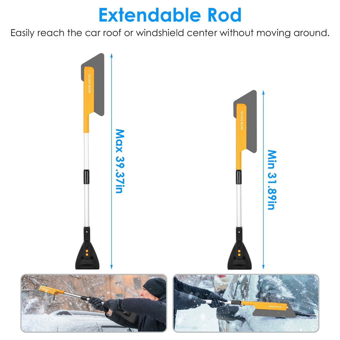 3 In 1 Car Snow Removal Shovel Tool Telescopic Windshield Ice Scraper Snow Brush