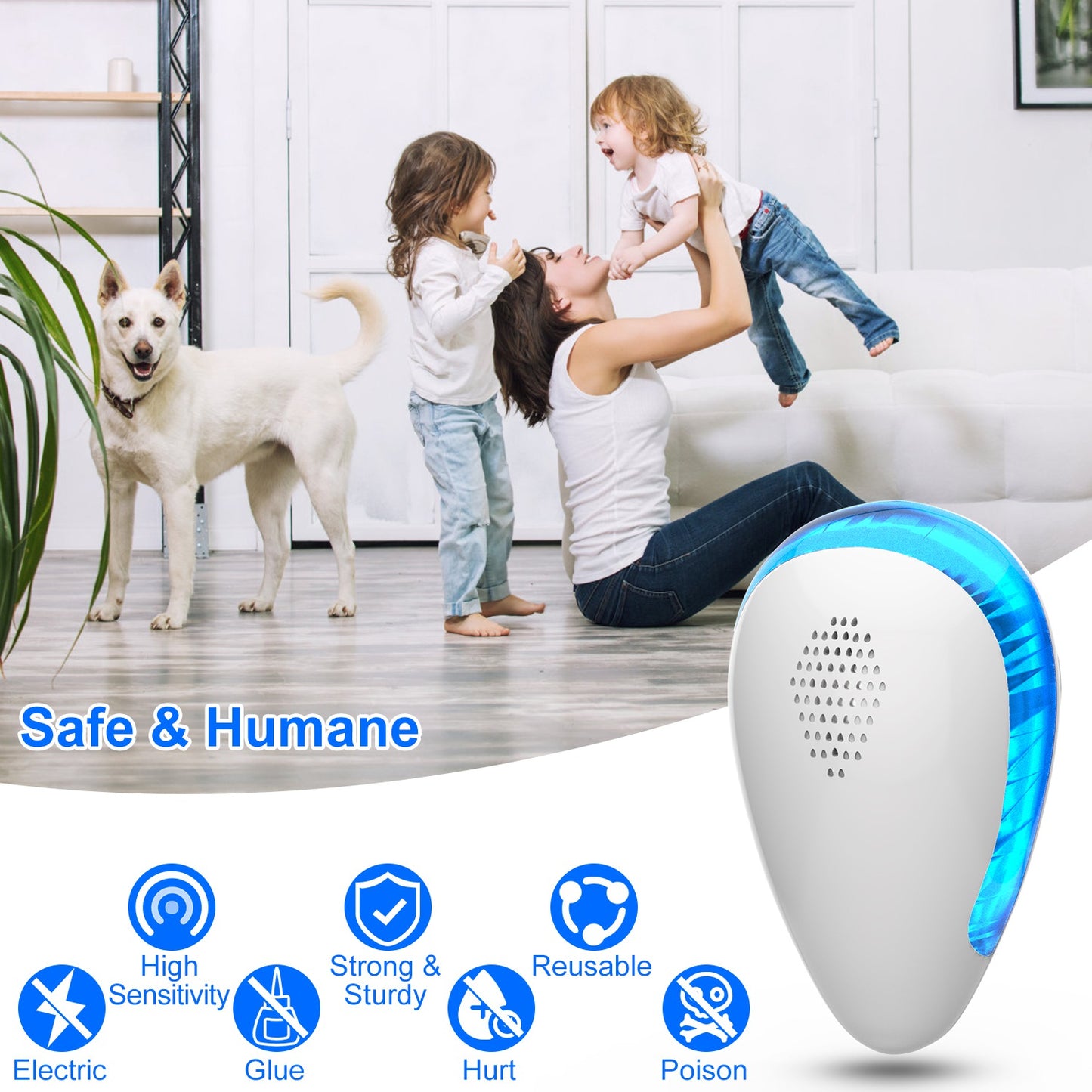6 Pack Ultrasonic Pest Repeller Indoor Plug In Bug Repellent Mosquito Spider Ant Roaches Mice Control For Bedroom Garage Warehouse Office