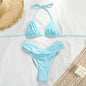 Women's Swimsuit Suit Solid Color Pleated Bikini