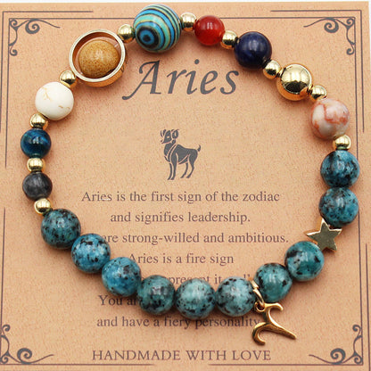 Eight Planets 12 Constellation Bracelet Natural Stone Hemp Stone