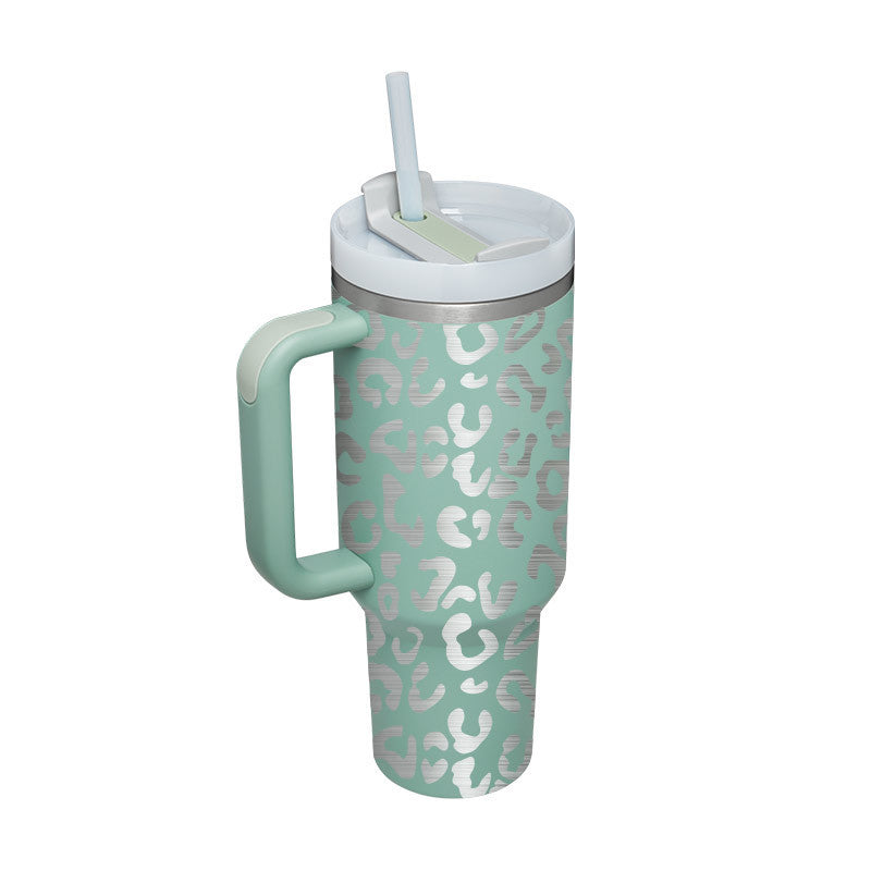 40 Oz Tumbler With Handle Straw Insulated, Stainless Steel Spill Proof Vacuum Coffee Cup Tumbler With Lid Tapered Mug Gifts Suitable For Car Gym Office Travel