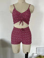 Printed Multicolor Conservative Boxer Pleating Split Swimsuit