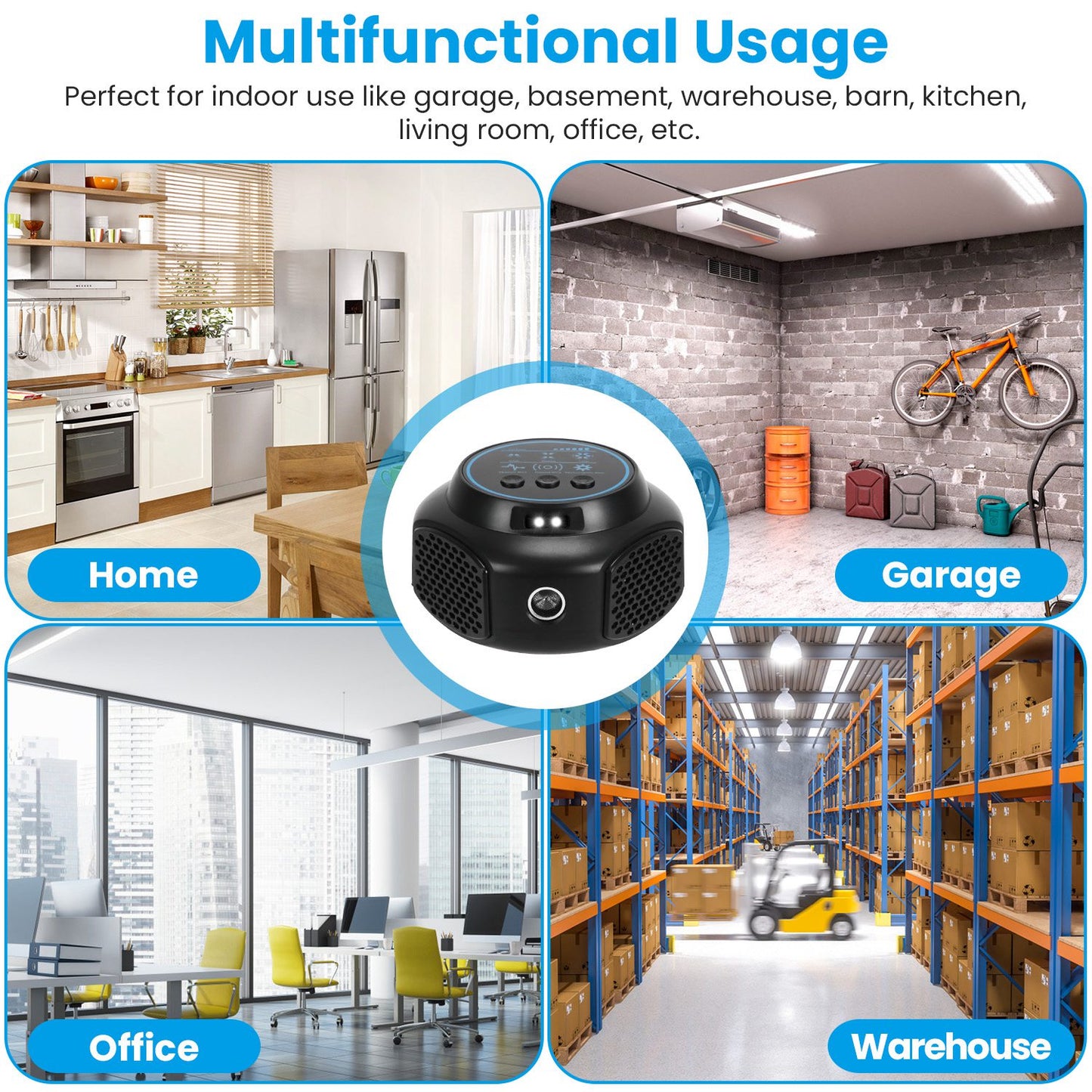 1Pc 360 Degree Ultrasonic Mice Repellent Indoor Rodent Repeller Rat Squirrel Rodent Chaser With 3 Modes 2 Strobe Lights For Kitchen Warehouse