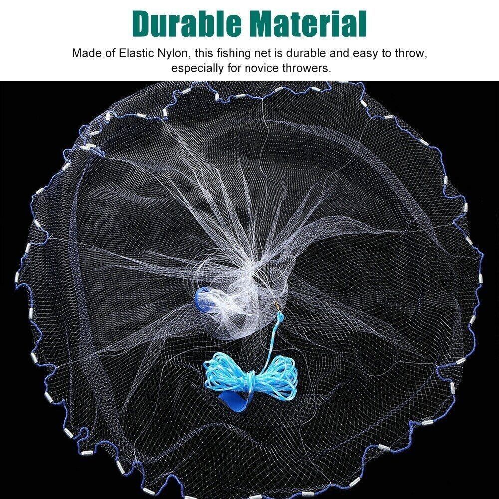 Fishing Cast Net Bait Easy Throw Hand Cast Strong Nylon Mesh