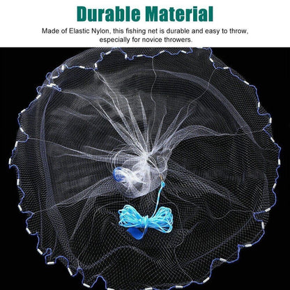 Fishing Cast Net Bait Easy Throw Hand Cast Strong Nylon Mesh