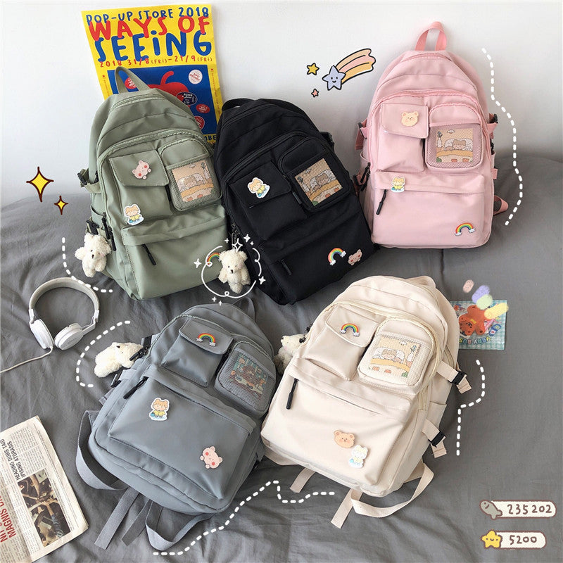 Small Canvas Net Neutral Student Schoolbag