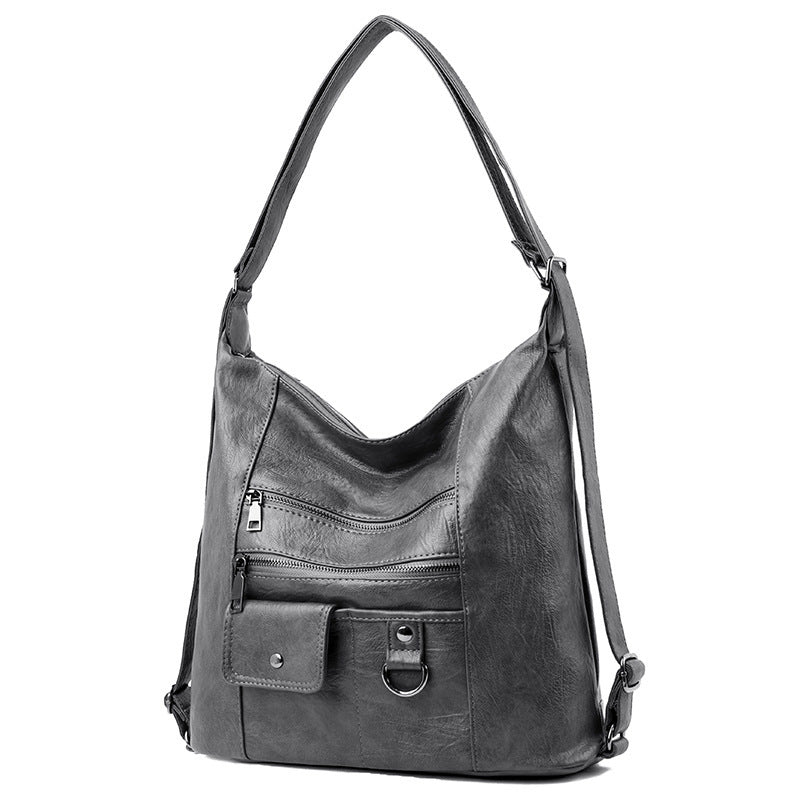 Soft leather diagonal shoulder bag