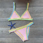 Sexy Hand Crochet Colorful Bikini Set Ladies Knitted Swimwear