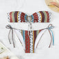 Women's Printed Lace-up Split Swimsuit Bikini
