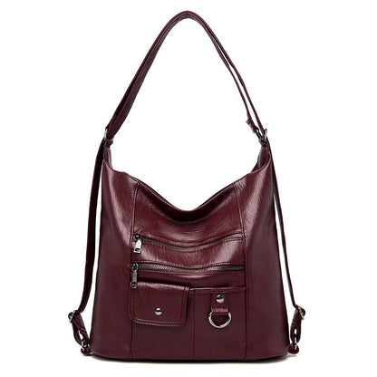 Soft leather diagonal shoulder bag