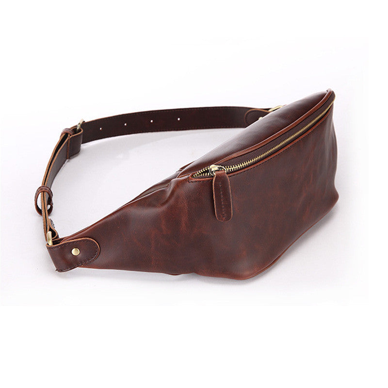 Retro Men's Waist Bag Crazy Horse Crossbody Bag