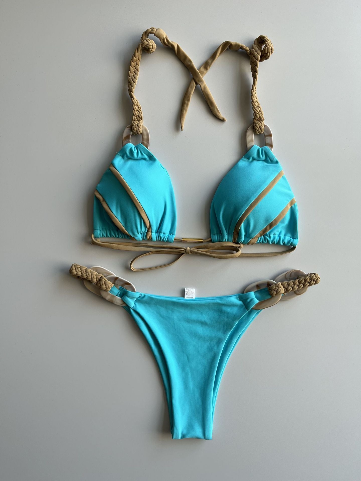 New Solid Color Lace-up Bikini Swimsuit