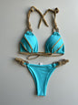 New Solid Color Lace-up Bikini Swimsuit