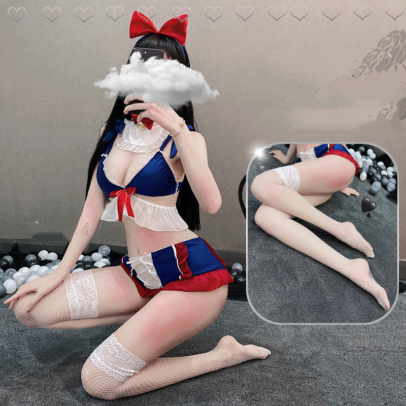 Sexy Lingerie Bow Cute Soft Girl Student Sexy Pajamas Uniform Suit Passionate Female Fantasy