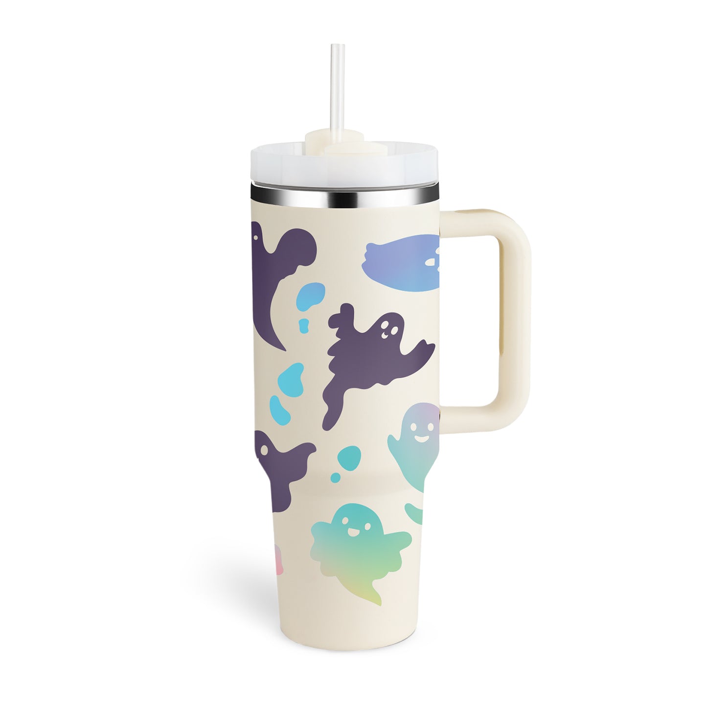 40 Oz Tumbler With Handle Straw Insulated, Stainless Steel Spill Proof Vacuum Coffee Cup Tumbler With Lid Tapered Mug Gifts Suitable For Car Gym Office Travel
