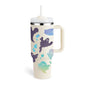 40 Oz Tumbler With Handle Straw Insulated, Stainless Steel Spill Proof Vacuum Coffee Cup Tumbler With Lid Tapered Mug Gifts Suitable For Car Gym Office Travel