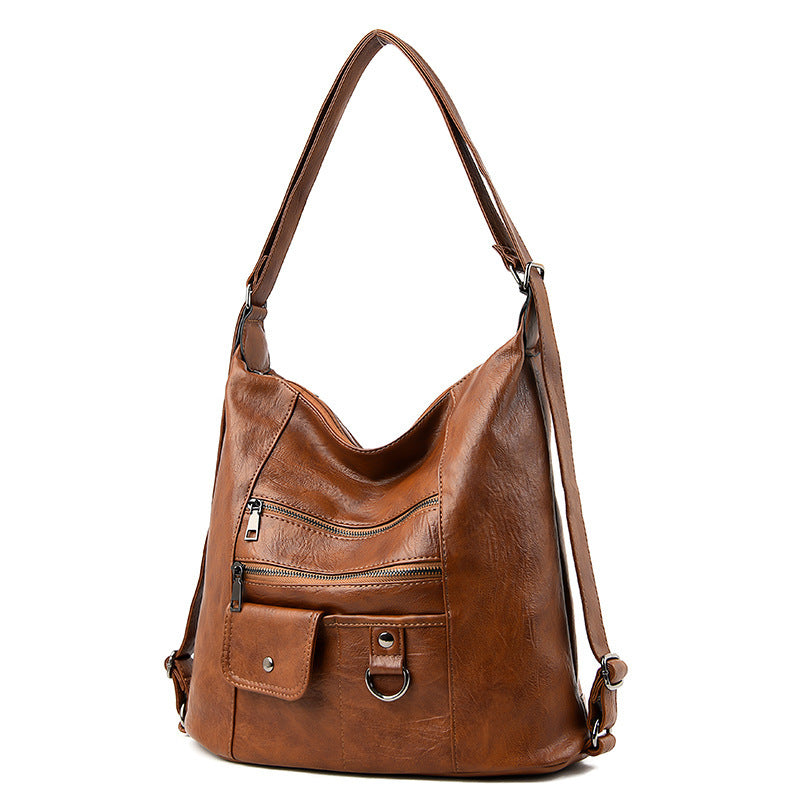 Soft leather diagonal shoulder bag