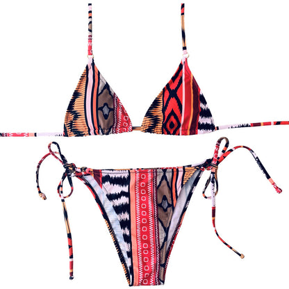 Fashion Printed Women's Backless Sexy Swimsuit Bikini Swimwear Two Piece Suits