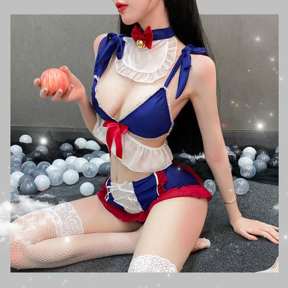Sexy Lingerie Bow Cute Soft Girl Student Sexy Pajamas Uniform Suit Passionate Female Fantasy