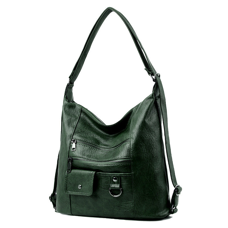 Soft leather diagonal shoulder bag