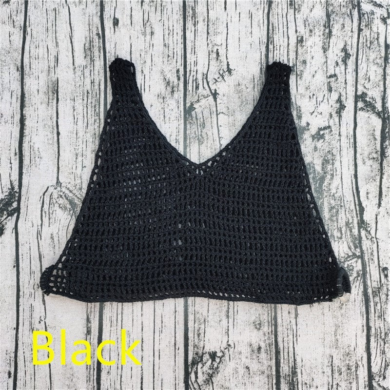 Handmade Crochet Beach Bikini Sweatshirt Swimsuit Cover Pants Set