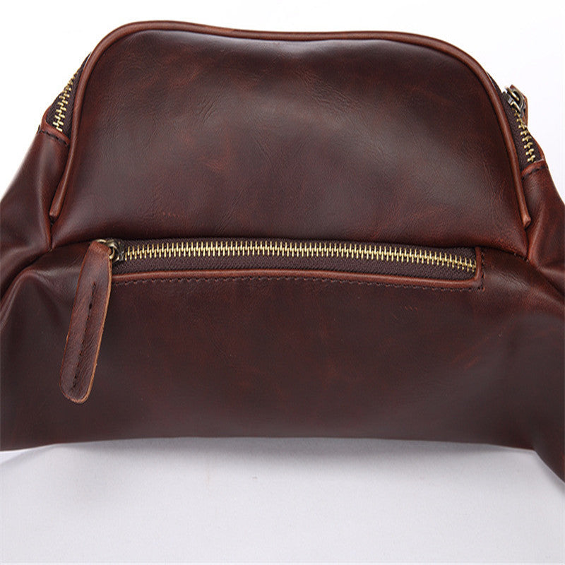 Retro Men's Waist Bag Crazy Horse Crossbody Bag
