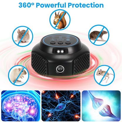 1Pc 360 Degree Ultrasonic Mice Repellent Indoor Rodent Repeller Rat Squirrel Rodent Chaser With 3 Modes 2 Strobe Lights For Kitchen Warehouse
