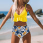 Printed sexy split swimsuit