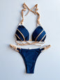 New Solid Color Lace-up Bikini Swimsuit