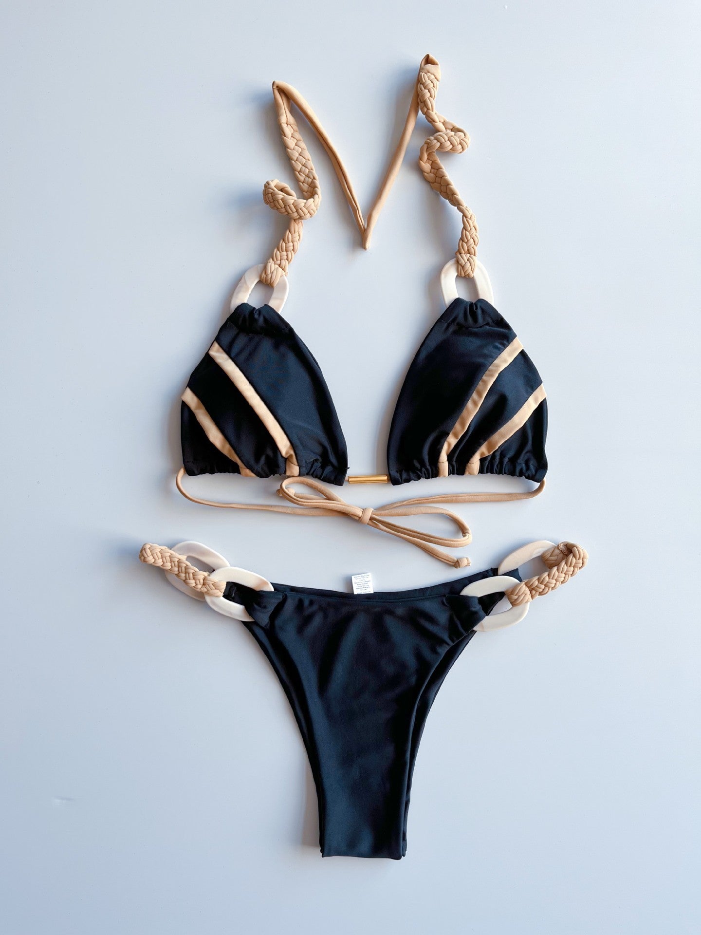 New Solid Color Lace-up Bikini Swimsuit