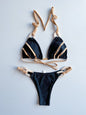 New Solid Color Lace-up Bikini Swimsuit