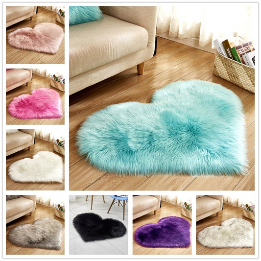 Plush Heart Shaped Carpet Non-Slip Fluffy Rug Floor Carpets For Living Room Home Decor