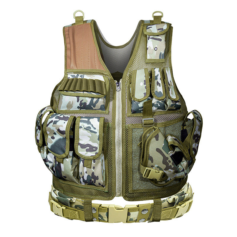 Equipped with tactical vest