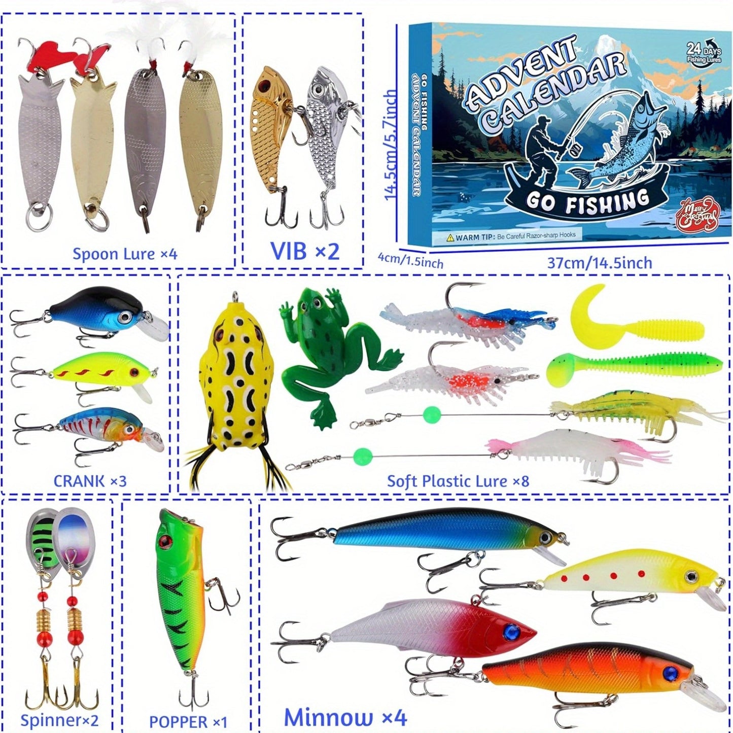 Fishing Lure Suit Advent Calendar Blind Box Fishing Lovers Christmas Gift