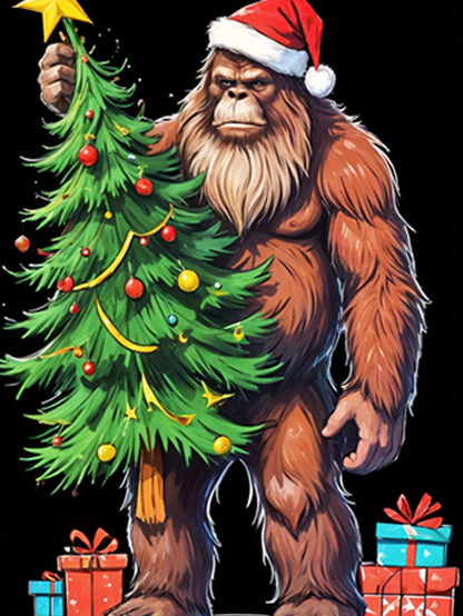 T-shirt Christmas Bigfoot, Casual Round Neck Short Sleeve