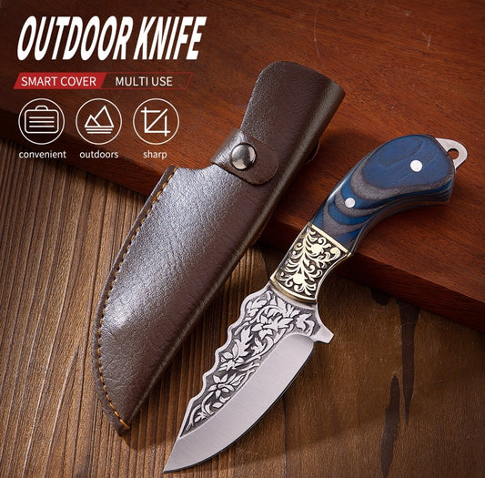 Blue Carved Fruit Knife Hunting Knife