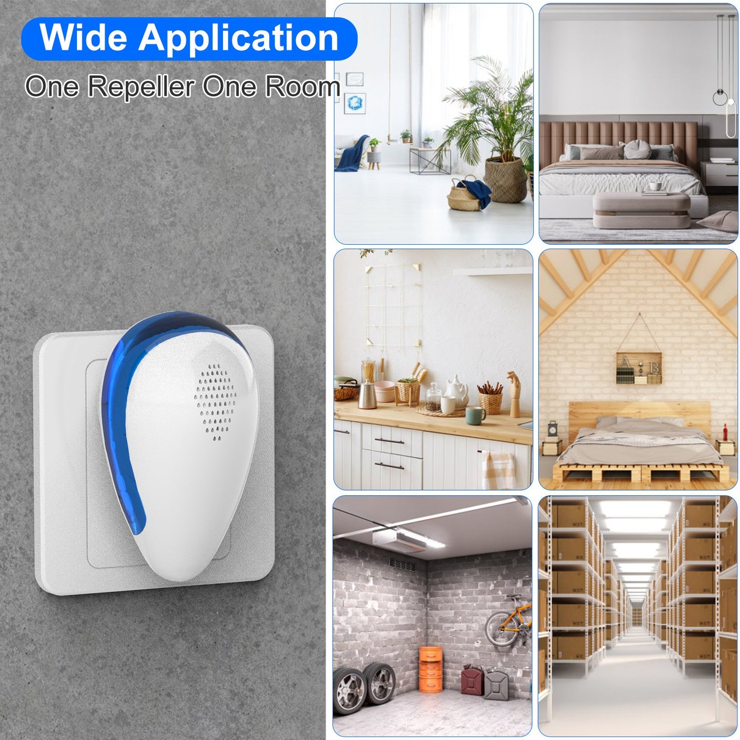 6 Pack Ultrasonic Pest Repeller Indoor Plug In Bug Repellent Mosquito Spider Ant Roaches Mice Control For Bedroom Garage Warehouse Office