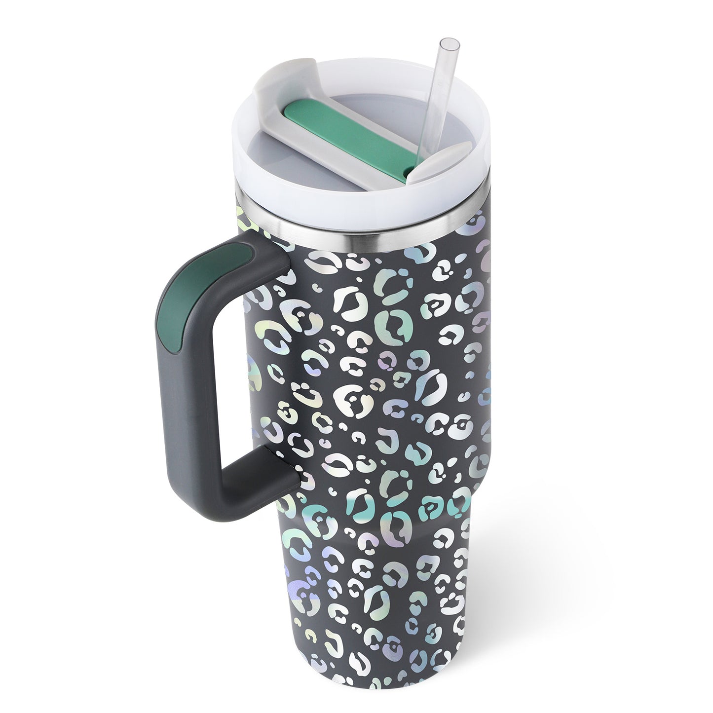 40 Oz Tumbler With Handle Straw Insulated, Stainless Steel Spill Proof Vacuum Coffee Cup Tumbler With Lid Tapered Mug Gifts Suitable For Car Gym Office Travel