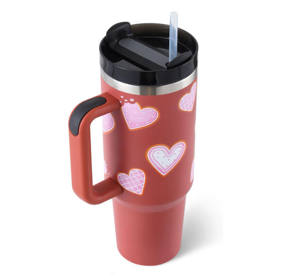 40 Oz Tumbler With Handle Straw Insulated, Stainless Steel Spill Proof Vacuum Coffee Cup Tumbler With Lid Tapered Mug Gifts Suitable For Car Gym Office Travel