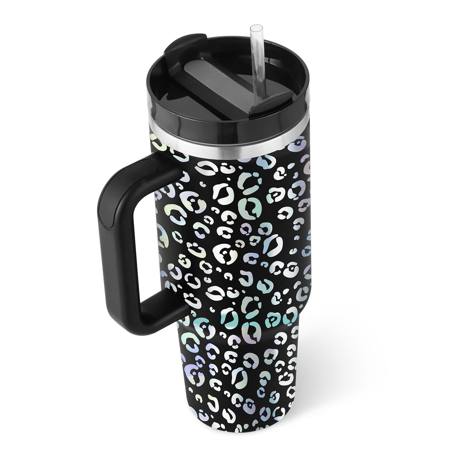 40 Oz Tumbler With Handle Straw Insulated, Stainless Steel Spill Proof Vacuum Coffee Cup Tumbler With Lid Tapered Mug Gifts Suitable For Car Gym Office Travel